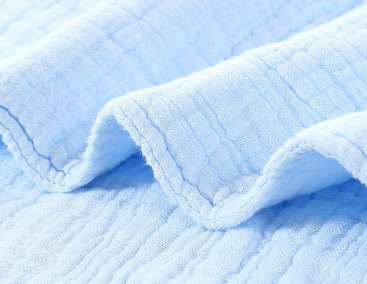 Голубая ткань марли Crinkle двором 6 слоев Swaddle ткань марли
