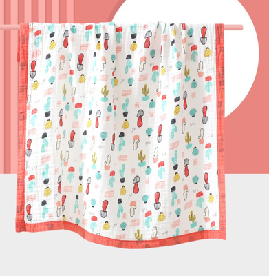 Младенец ткани марли 4 слоев 100% хлопок 40S Swaddle напечатанный мультфильм одеяла