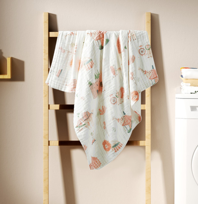Младенец ткани марли 4 слоев 100% хлопок 40S Swaddle напечатанный мультфильм одеяла
