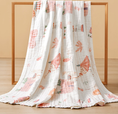 Младенец ткани марли 4 слоев 100% хлопок 40S Swaddle напечатанный мультфильм одеяла