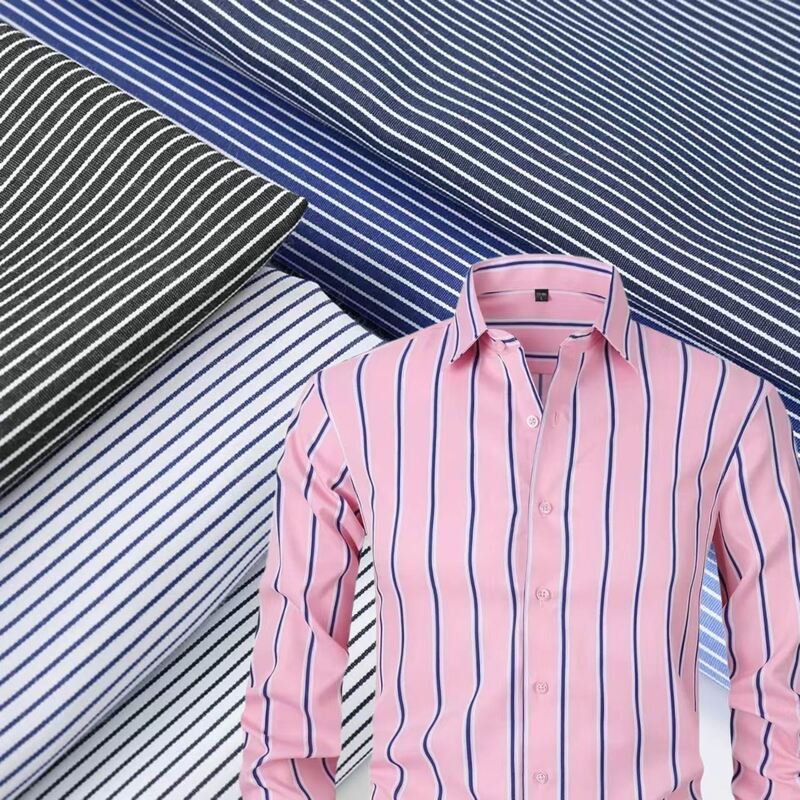 Прочная хлопчатобумажная ткань в полоску с крашеным переплетением для форменных рубашек 110 г/м²